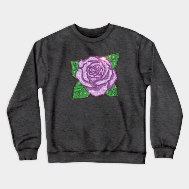 Purple Sequin Rose Crewneck Sweatshirt by Annelie